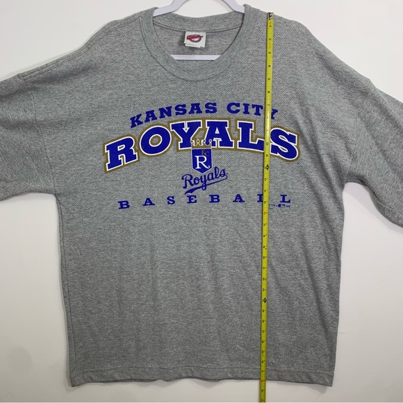 Vintage 90s MLB Baseball Kansas City Royals Men’s Size XL Grey Waffleknit Shirt - Picture 8 of 8